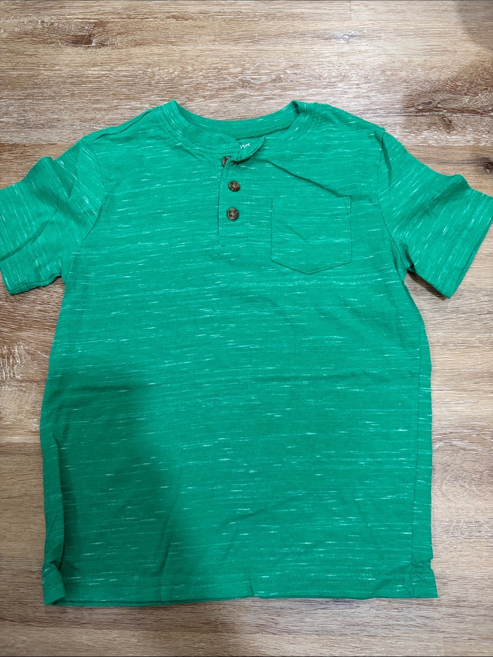 Kids Short Sleeve Henley Tee in Green